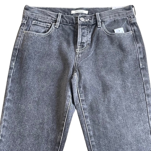 PacSun Women’s Black Low Rise Straight Leg Jeans Size 26 Cotton Slit Hem Retro - Picture 6 of 12